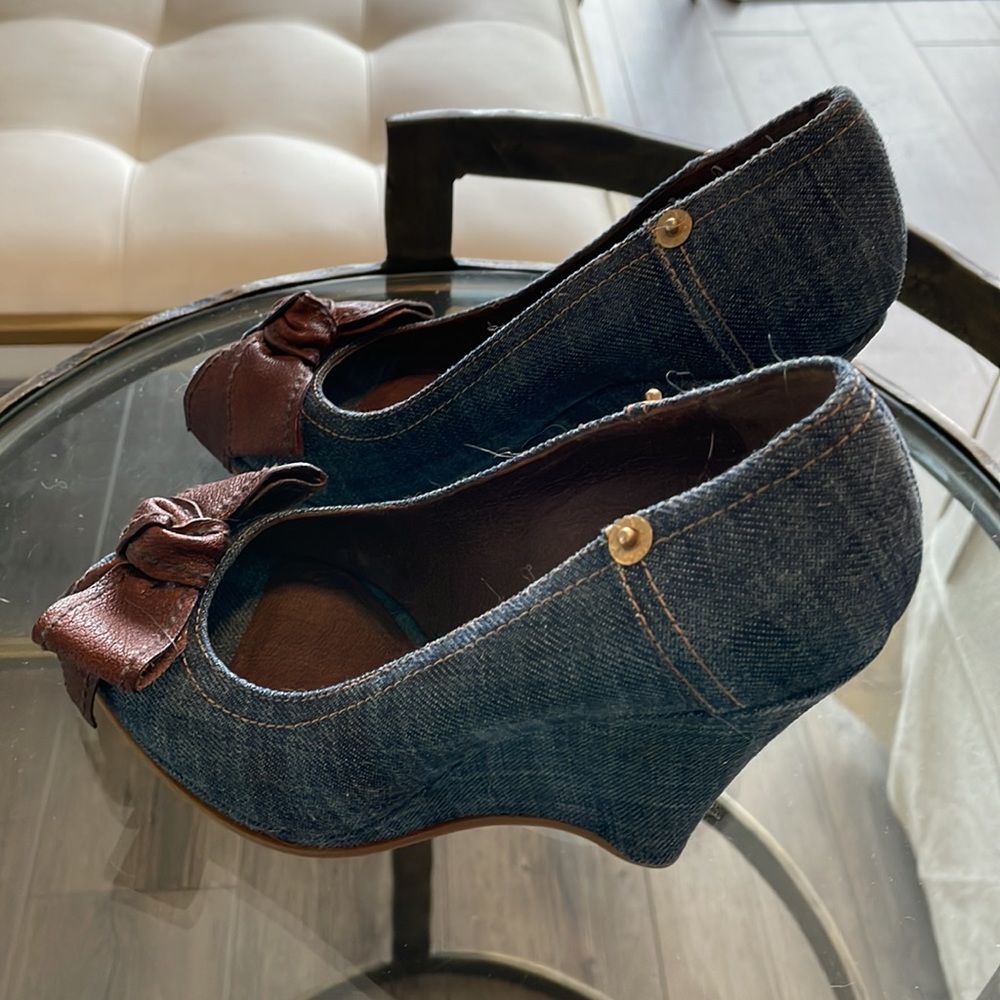 Miu Miu Open Toe Wedge 6.5